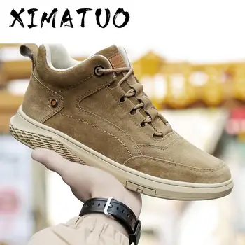 

Men Boots Suede Leather Western Ankle Boots Men Waterproof Winter Work Boots Casual Shoes Sneakers Cowboy Botas