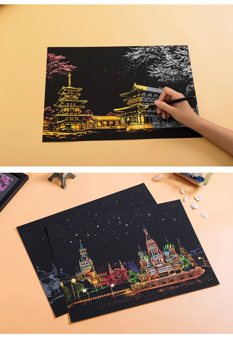 Красочная Серия города Ночная нарисованная картина пейзажи мира нарисованная картина подарок на день рождения для детей