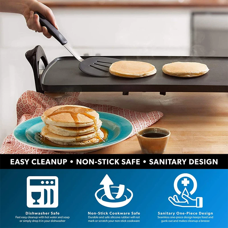 Flexible Silicone Spatula Turner Wide Non Stick Pancake Turner With Stainless Steel Handle Kitchen Cooking Turner Bpa Free