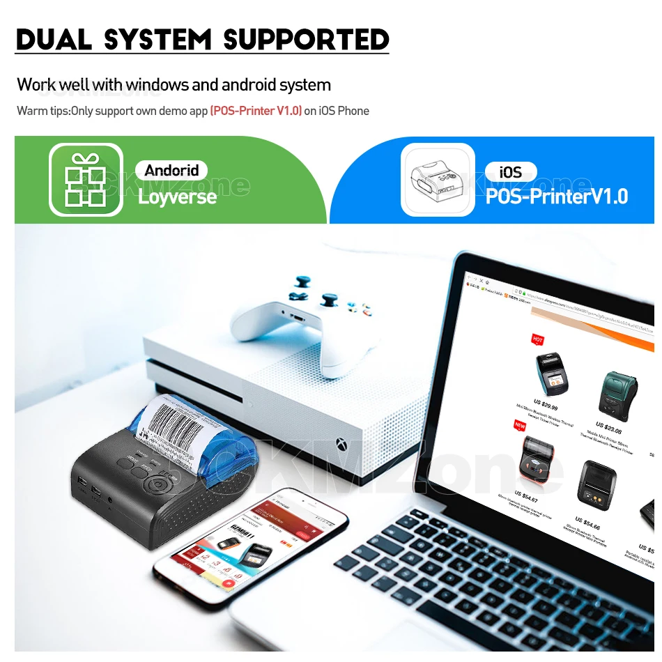 Loyverse POS Bluetooth принтер портативный принтер POS чековый принтер Bluetooth Android iOS 58 мм чековый тепловой чековый POS система