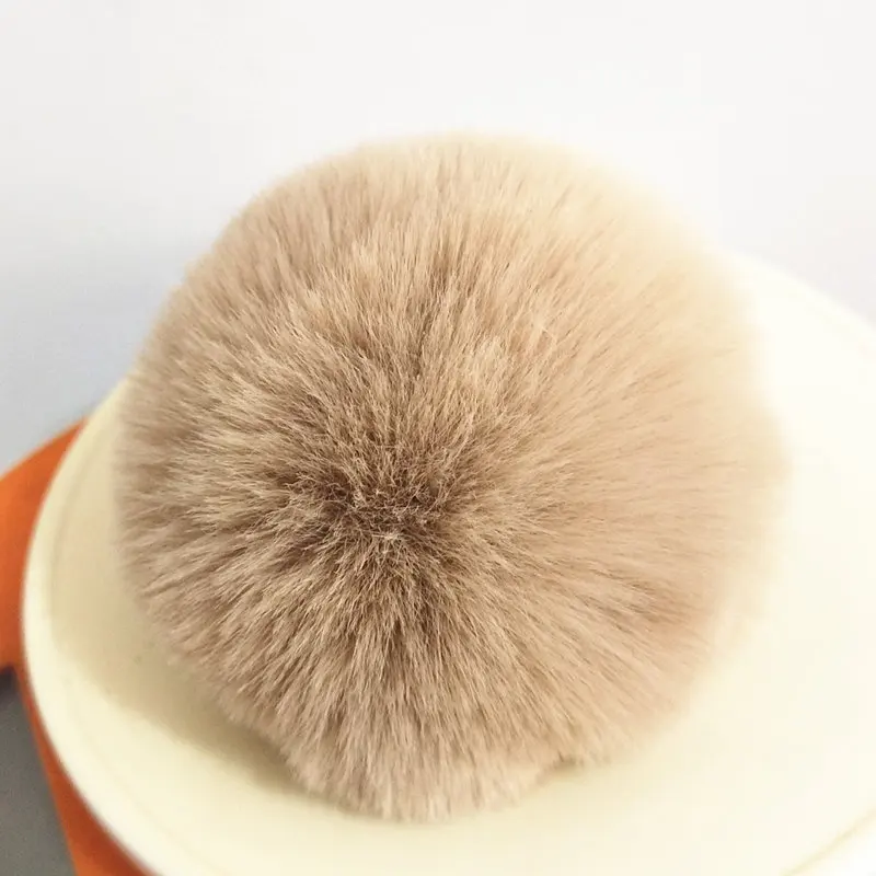 

Khaki Beaver Rabbit Fur Pompoms With Elastic Loops Soft Hand Made Faux Fur Ball DIY Accessories Making Crafting For Hat Keychain