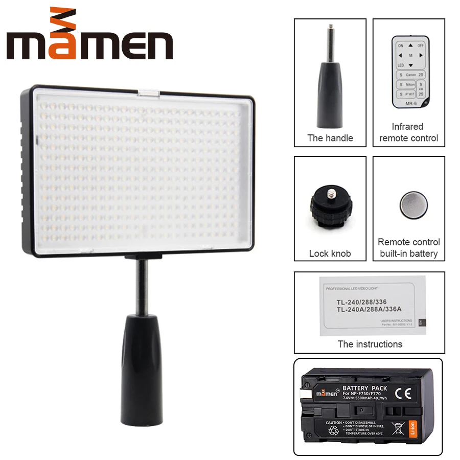 

MAMEN Dimmable 336 LED Video Photography Lighting Lamp For Youtube live Streaming LED Studio Ring Fill Light on DSLR Smartphone