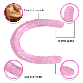 44cm Soft Jelly Dildo Double Long Realistic Dildos Cock Lesbian Vaginal Anal Plug Flexible Fake Penis For Women Dildos Sex Toys 3