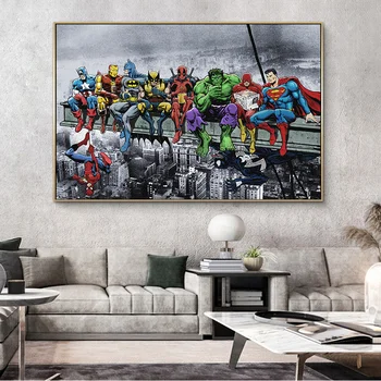 

Superheros Marvel DC Comics Skyscraper Pop Hot New Top Art Print Poster Silk Light Canvas Painting Wall Picture Home Decor