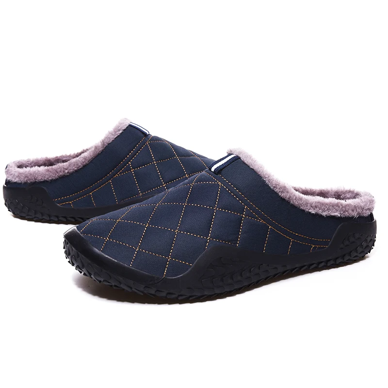 Зимние ботинки мужская водонепроницаемая обувь на меху для мужчин г. Модная мужская обувь повседневная теплая обувь с низким ремешком размера плюс 48, Прямая поставка - Цвет: blue-2