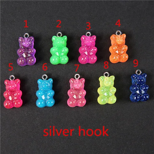 with hooks 20 штук 20*13 мм сверкающие сладкий Gummy медведя градиентная расцветка; Высота полимерные Стразы плоские с оборота Кабошоны, Чарующее ювелирное головные аксессуары для волос - Цвет: with hooks