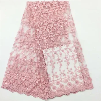 

Beaded French Nigerian Laces Fabric 2019 High Quality Tulle Milk Silk Laces Fabric with Sequin fabric for Wedding N2697
