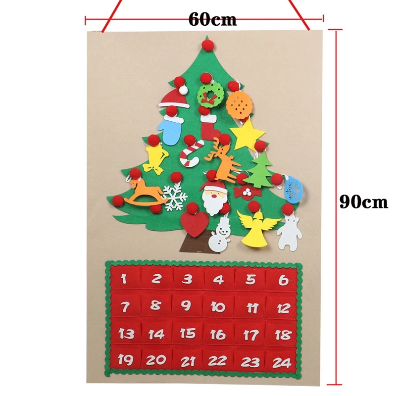Top-Christmas Tree Felt Advent Calendar Countdown To Christmas Homemade Advent Calendar Party Decoration