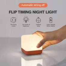 

Flip Timing LED Night Light Bedside Table Lamp Creative Energy Saving Dimmable Nightlight Bedroom Decor USB Charging Luminary