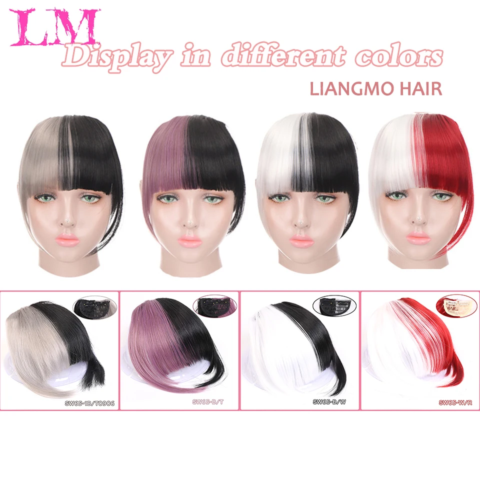 LM Short Synthetic Bangs Heat Resistant Hairpieces Hair Women Natural Short Fake Hair Bangs Clips for Extensions Black
