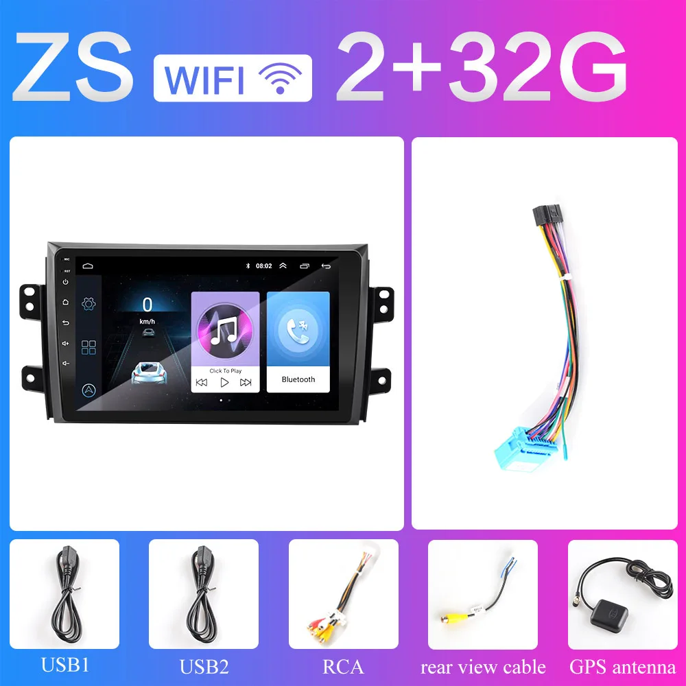 2 din 2.5D Android 8,1 автомобиль радио мультимедиа плеер для Suzuki SX4 2006 2007 2008 2009 2010 2011 2012 2013 gps навигации - Цвет: ZS 2G