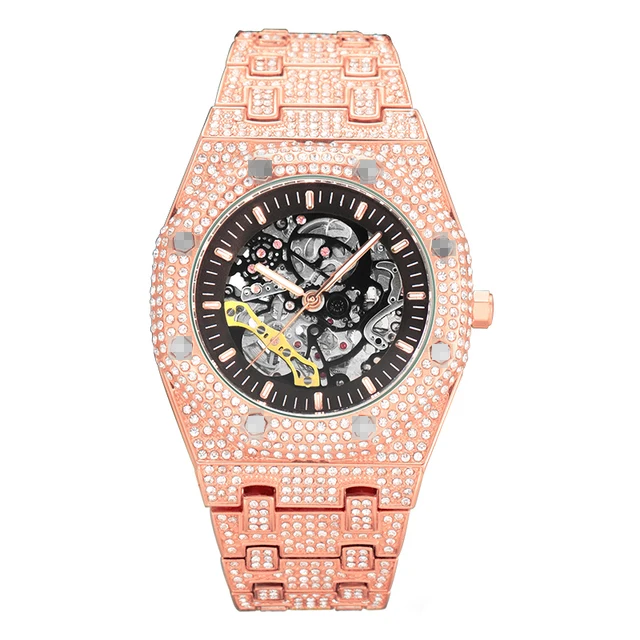 tourbillon hip hop iced fora relógio de