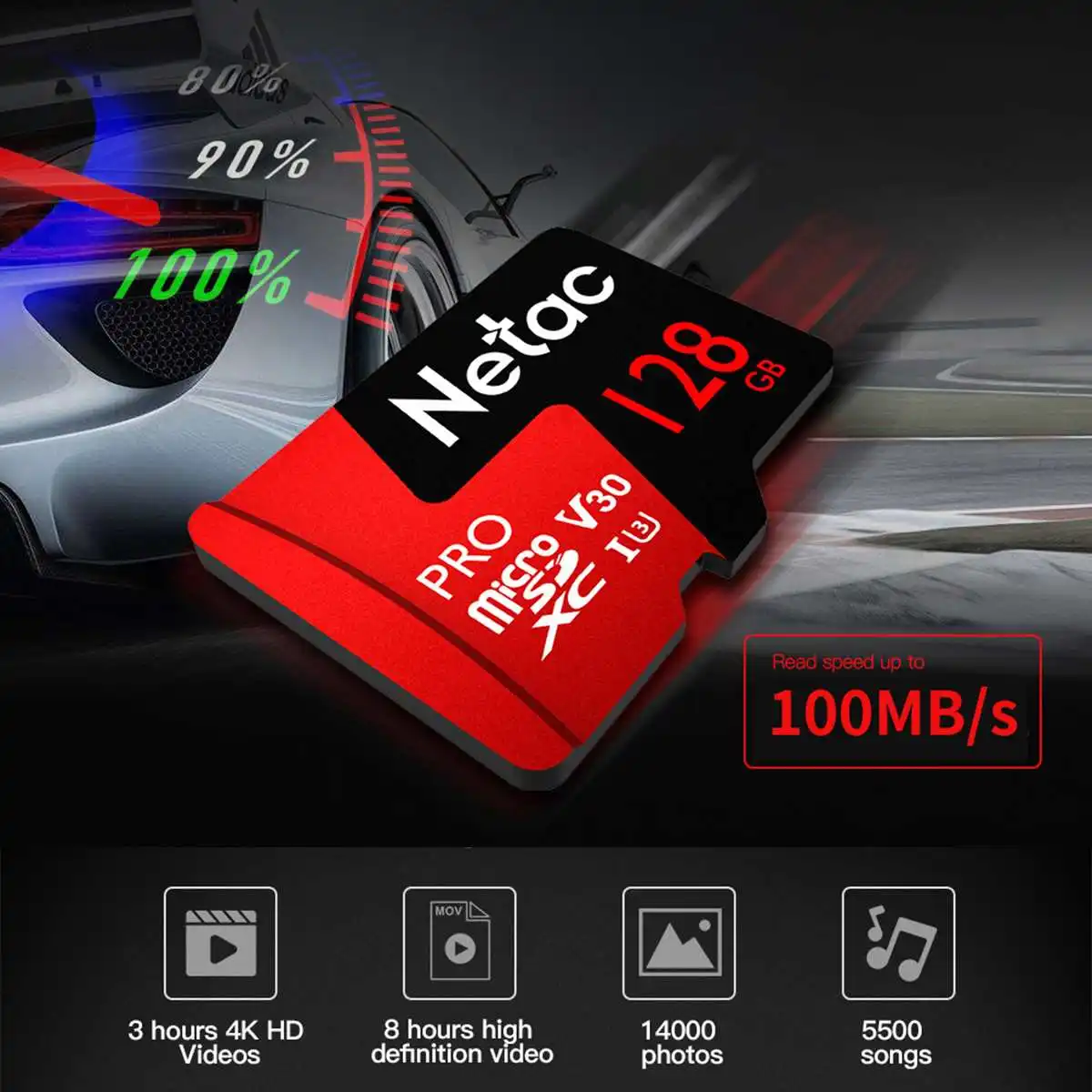 Netac P500 Pro Micro SD Card 64 Гб/128 ГБ/256 ГБ V30 UHS-I U3 100 МБ/с. 4K флэш-памяти SD карты памяти TF карта для смартфона/монитор