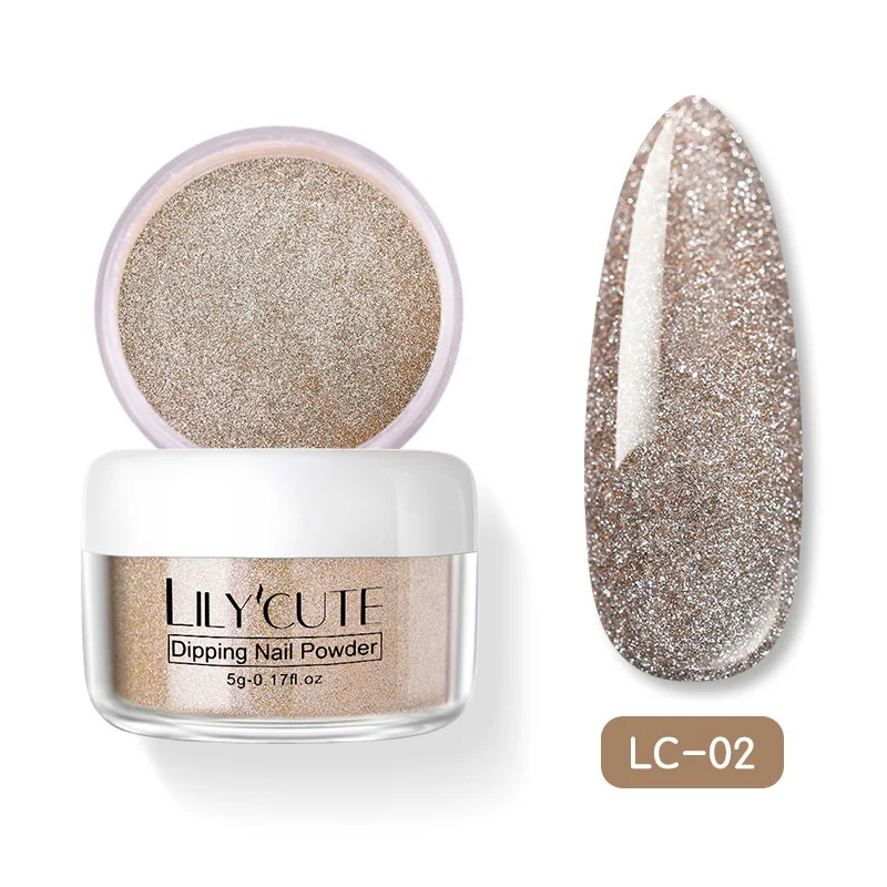 Glitter LC-02 LILYCUTE 4 шт./компл. голографическая погружения ногтей Блеск порошок Наборы градиент Французский ногтей порошок красочные натуральный сухой лак для ногтей пигмента - Цвет: Glitter LC-02