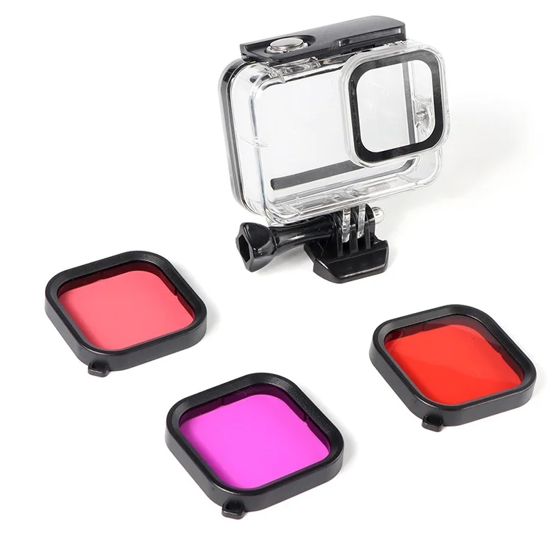 3 в 1 для GoPro HERO 8 Набор фильтров спортивной камеры красные пурпурные линзы трубки