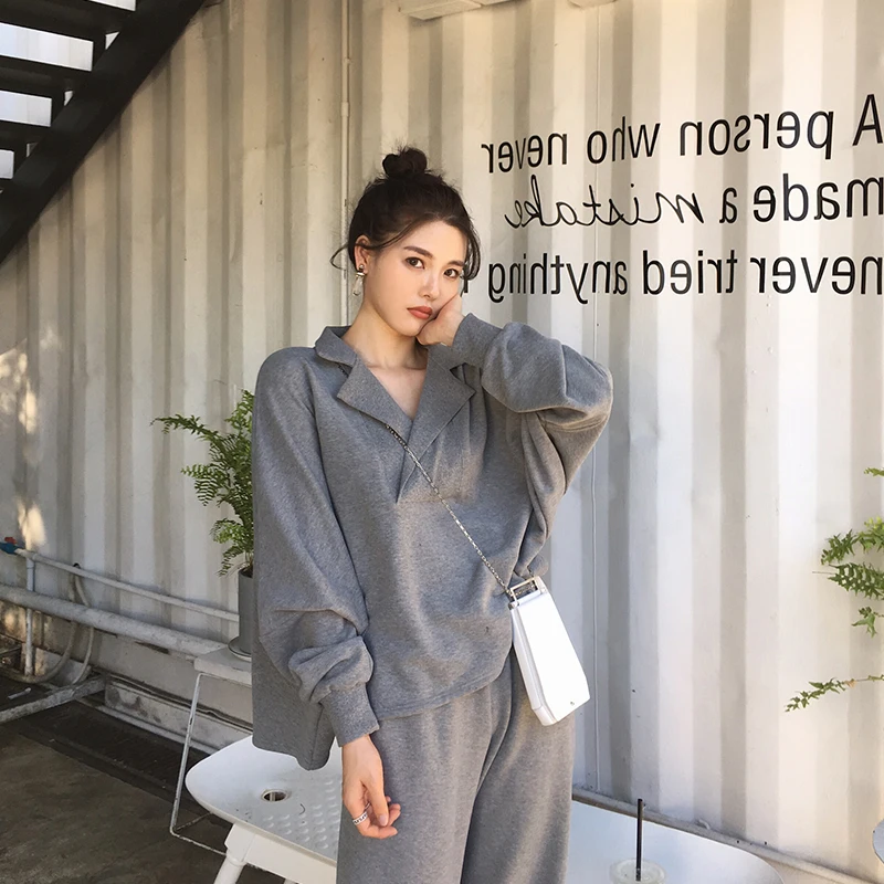 

Spring Autumn New Fashion Casual Loose Tracksuit Sweatshirts Sweater+Pants Two-Piece Sports Suits