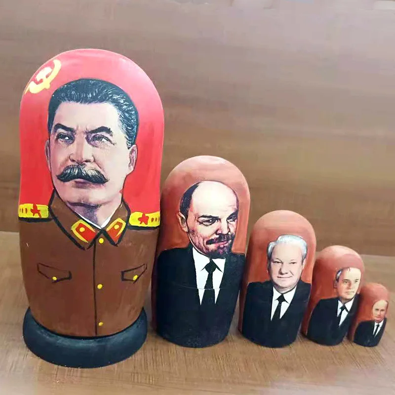 Russian Stalin's Dolls Putin 5th Action figure Nature Wooden Basswood Great Man Leader Hand Draw Educational Toys For Students