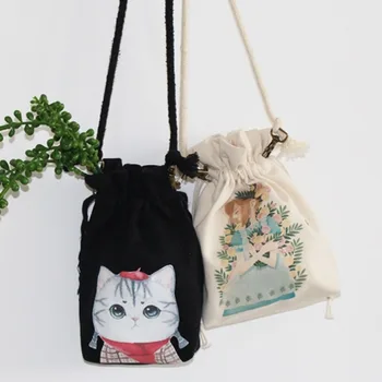 

Chic Korea off the shelf new small crossbody to map custom pattern drawstring storage mobile coin purse