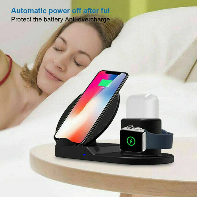 3 In 1 Fast Charging Wireless Charger For Apple Watch 2 3 4 Airpods iPhone X XR 11 Pro Xs Max 8 Plus Samsung A50 S9 S8 Note 9 8