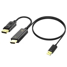 Câble adaptateur carte graphique pour ordinateur de jeu manger du poulet, câble HDMI vers DP 4K60HZ mâle vers mâle 1.8m