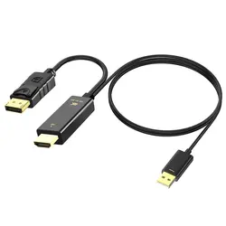 Câble adaptateur carte graphique pour ordinateur de jeu manger du poulet, câble HDMI vers DP 4K60HZ mâle vers mâle 1.8m 
