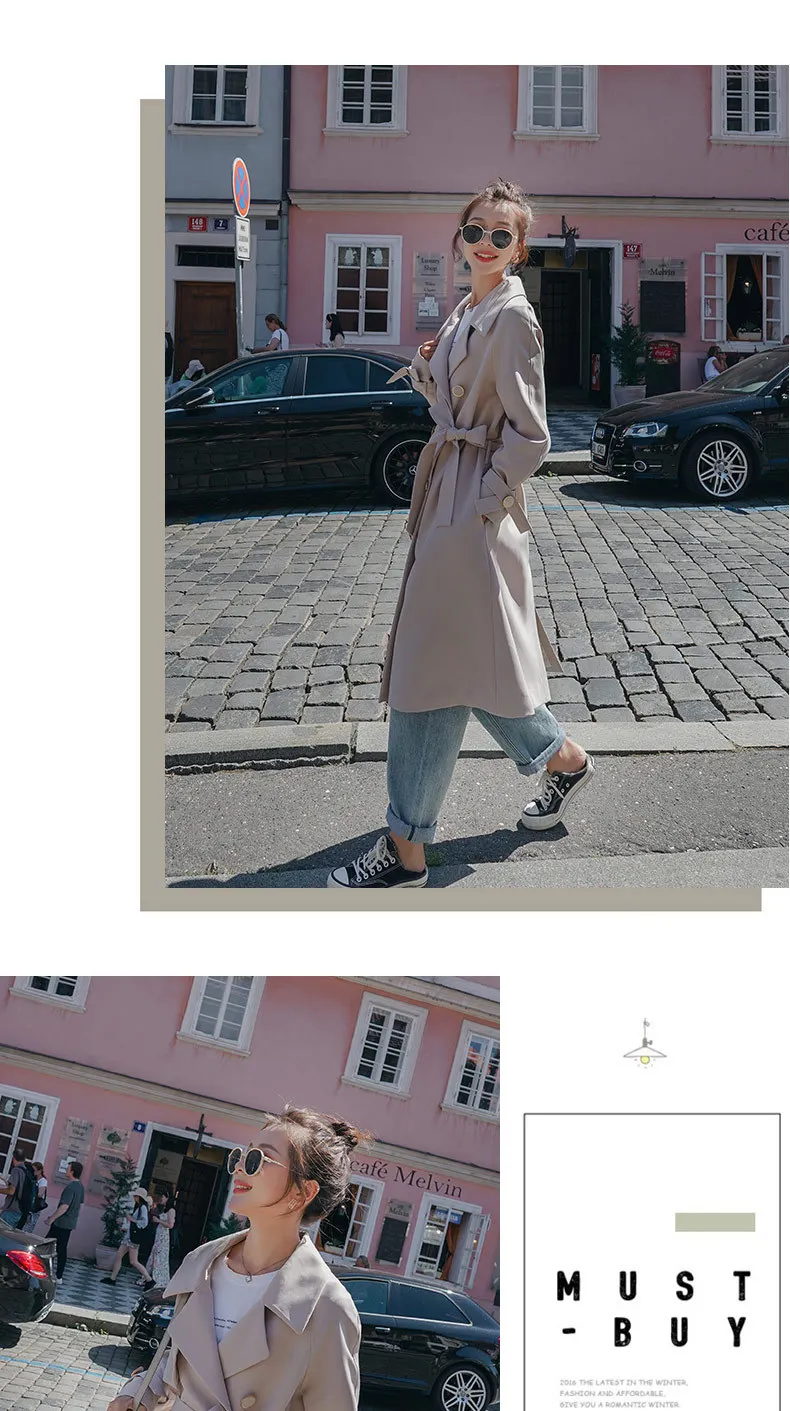 Плащ для фотосессии, женский, средней длины, корейский стиль, свободный крой, для студентов, весна и осень, стиль, короткий рост, популярный w