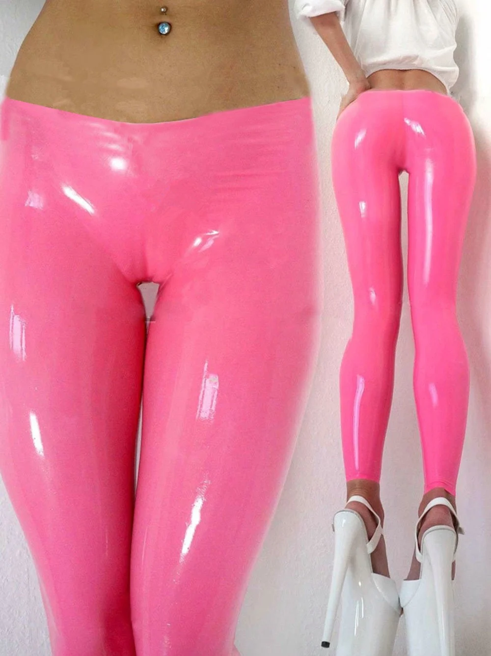 monteren Dierentuin s nachts Hopelijk Sexy Vrouwen Roze Latex Broek Hoge Stretch Latex Panty Legging Plus Size  Aanpassen|Broeken| - AliExpress