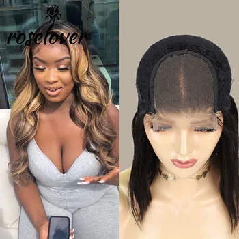 

Roselover Highlight Lace Closure Wig Remy Brazilian Human Hair Wigs Pre Plucked Hairline With Baby Hair