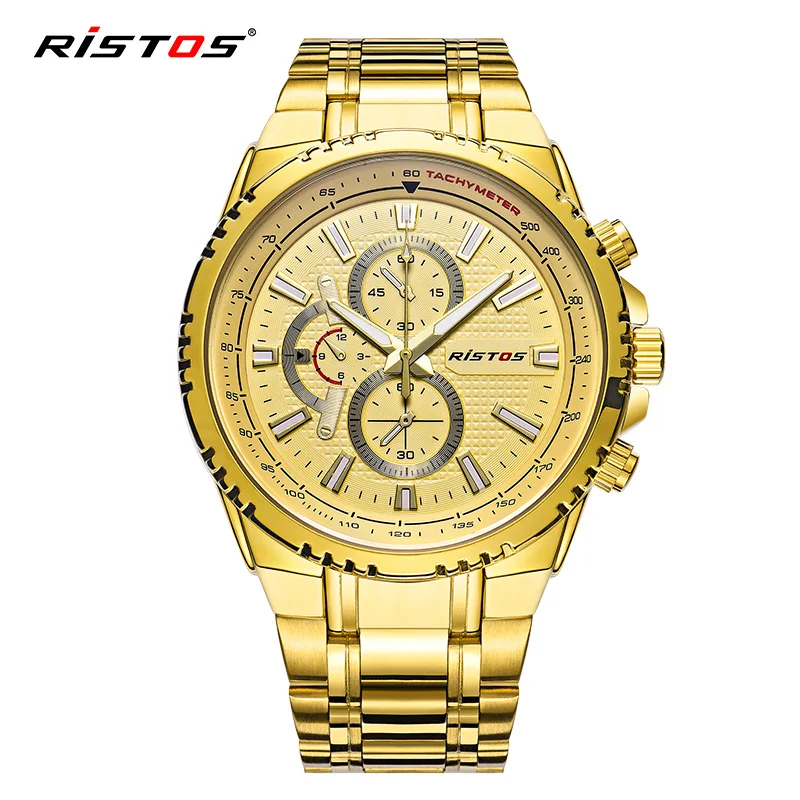Мужские часы RISTOS военные наручные из нержавеющей стали мужские кварцевые модные