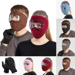 À prova de vento anti poeira máscara facial ciclismo esqui máscaras respiráveis velo rosto escudo capa caps com hd óculos ciclismo boné balaclava