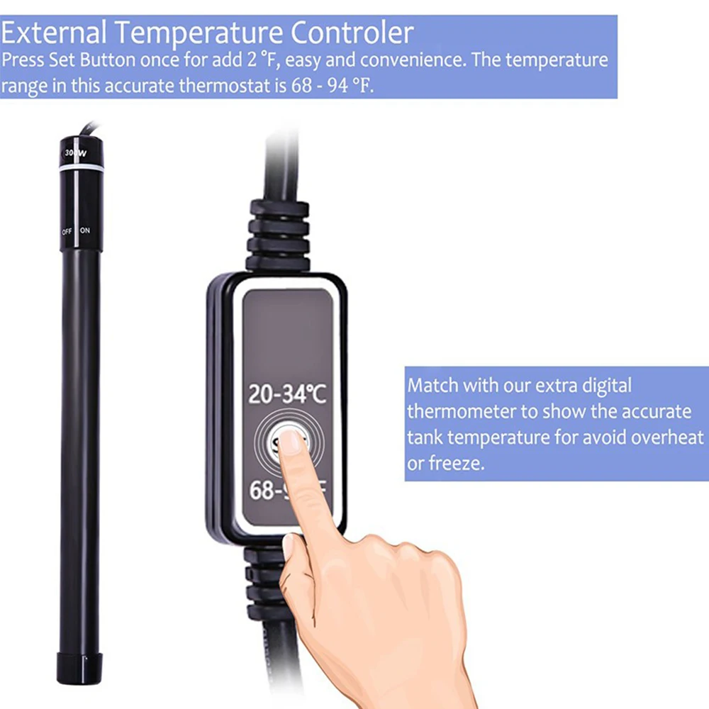 Горячая Распродажа нагреватель для аквариума из титанового сплава, погружной титановый аквариум для аквариума, регулировка термометра, аксессуары для аквариумов
