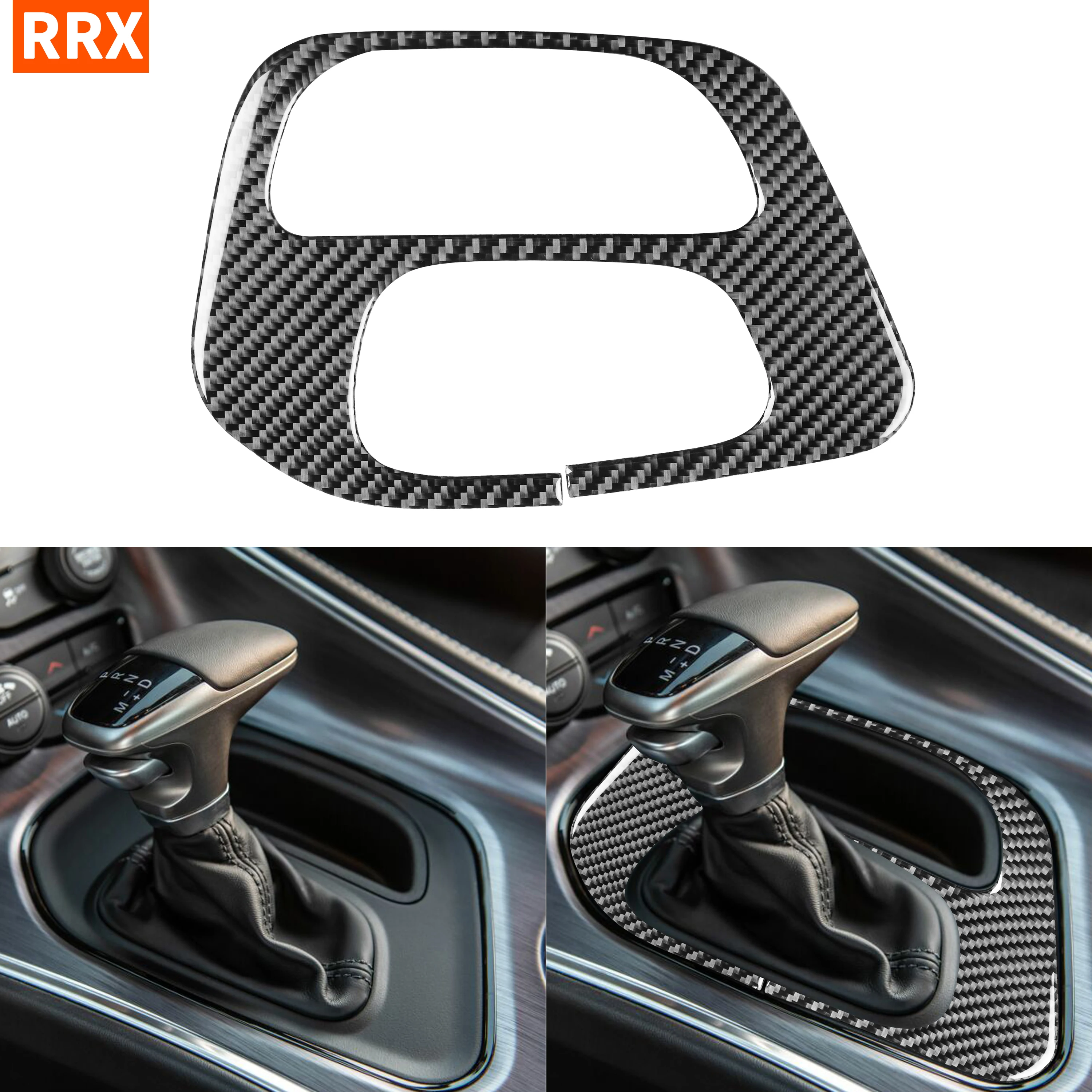 

For Dodge Challenger 2015+ Carbon Fiber Gear Box Frame Trim Sticker Overlay Shifter Panel Interior Car Tuning Accessories