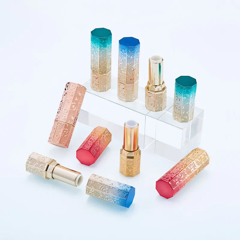 

Wholesale 12.1MM Lipstick Bottles Lipblam Containers Lip Stick Lipgloss Tubes Gradient Golden Octagon Cosmetic Lippie Tubes