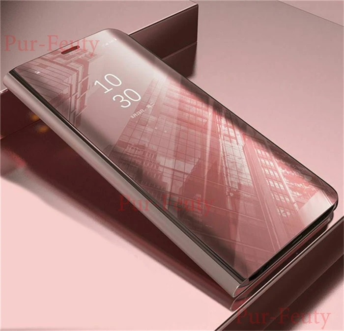Высококачественный защитный чехол для OPPO F5 F7 F9 F11 Pro Smart зеркало Флип кожаный чехол A3 A3S A5 A5S A7 AX5 A71 A83 Рено 10X Z Realme 2/oneplus 3/OnePlus X C1 C2 K3 A1K крышка - Цвет: Rose gold