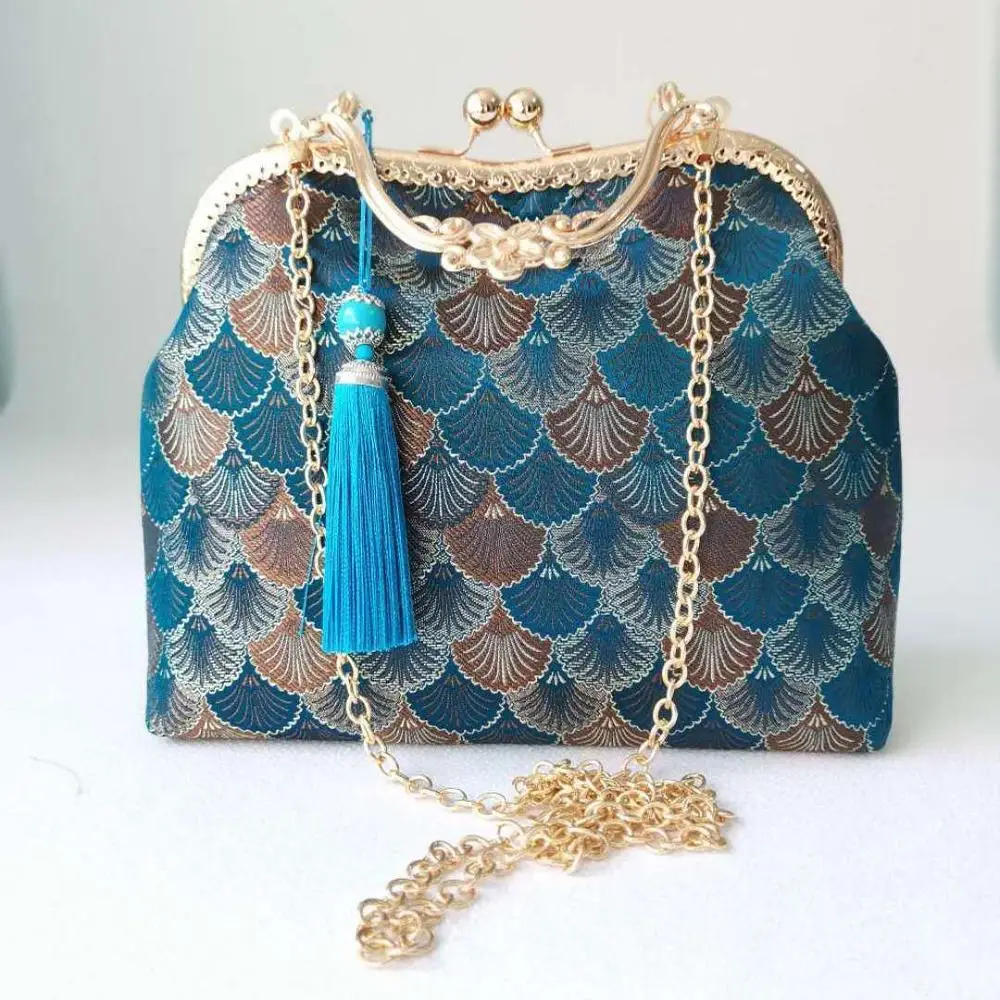 

Pure Handmade Wedding Chic Lady Women's Handbags Kiss lock Shell Bags Vintage Designer Bag Chain Women Shoulder Crossbody Bag