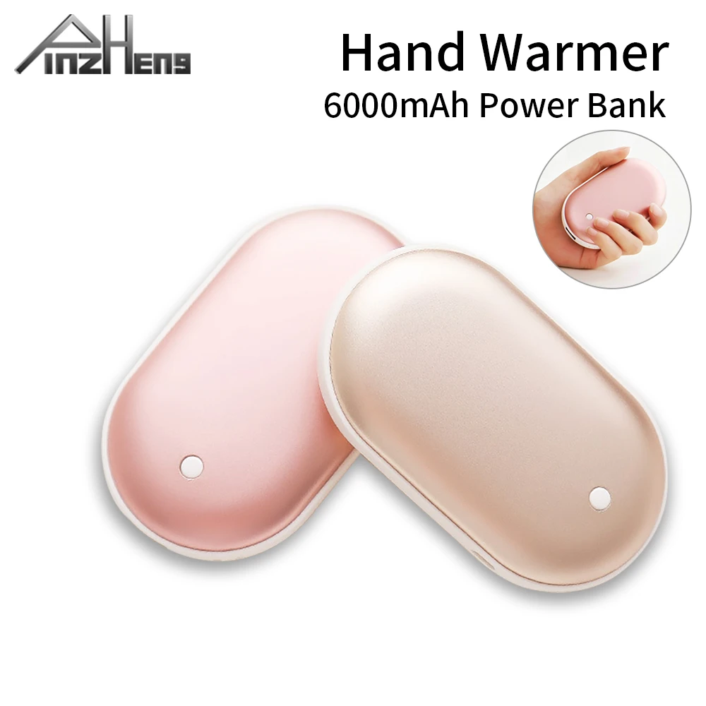PINZHENG 6000mAh Hand Warmer Power Bank For Winter Powerbank USB Rechargeable Electric Winter Double-Side Heating Mini 5V Pocket