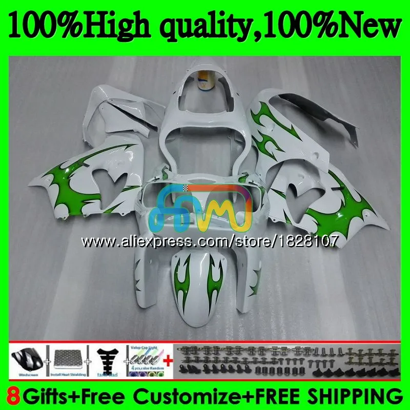ZX900 комплект для KAWASAKI ZX900CC ZX9 R ZX 9R 9 R 900 900CC 30BS. 36 белого и зеленого цвета ZX-9R 2000 2001 2002 2003 ZX9R 00 01 02 03 обтекатель - Цвет: No. 1