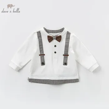 

DB13788 dave bella spring baby boys gentleman pullover children long sleeve t-shirt infant toddler high quality tops tees