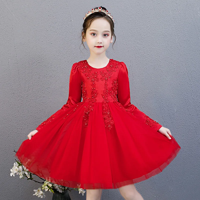 

2019 Autumn And Winter Long Girls Formal Dress New Style Princess Dress Childrenswear Europe And America Tutu Costume