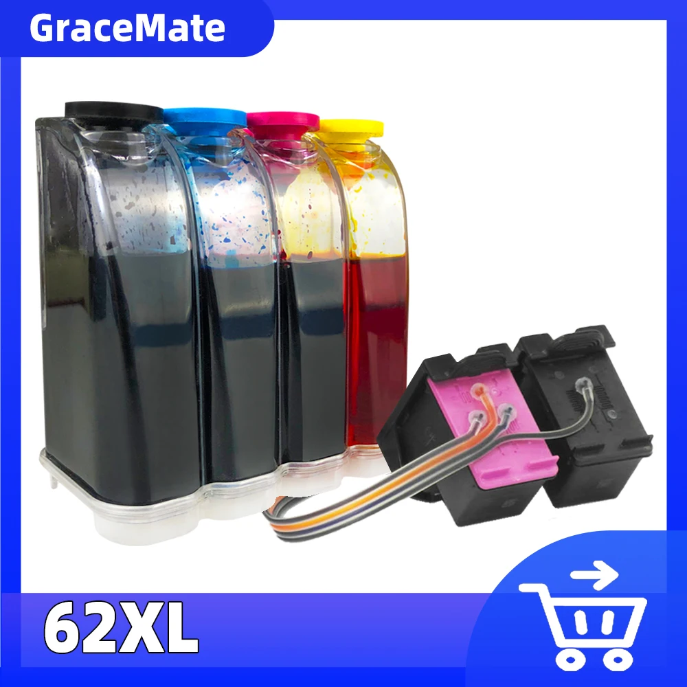 CISS 62 Compatible For Hp Ink Cartridge Envy 5540 5541 5542 5543 5544 5545 5546 5547 5548 5549 7640 7643 7644 7645 Printer