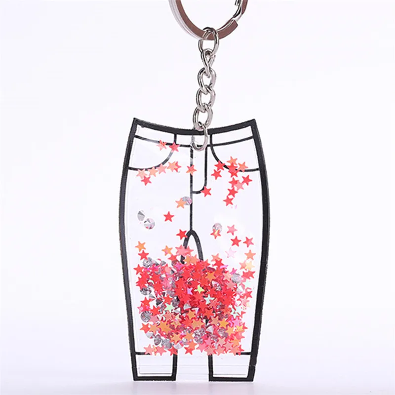 

Cute pants Shaped Powder Pendant Keychain For Women Girls Fashion Colorful Sequin Charms Car Key Ring Jewelry Gifts