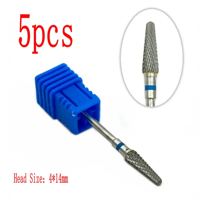5pcs Dental Tungsten Carbide Burs Nail Drill Bits Nail Cutter Nail Art Manicure Tools 2.35mm Shank Dental Lab Rotary Tool afbeelding