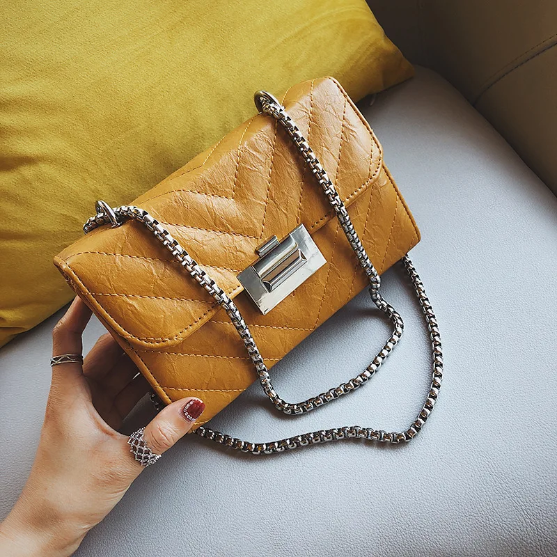 

Korean-style Three-dimensional Embroidery Line Square Sling Bag Bread Simple One-Shoulder Oblique WOMEN'S Bag Lock Bag