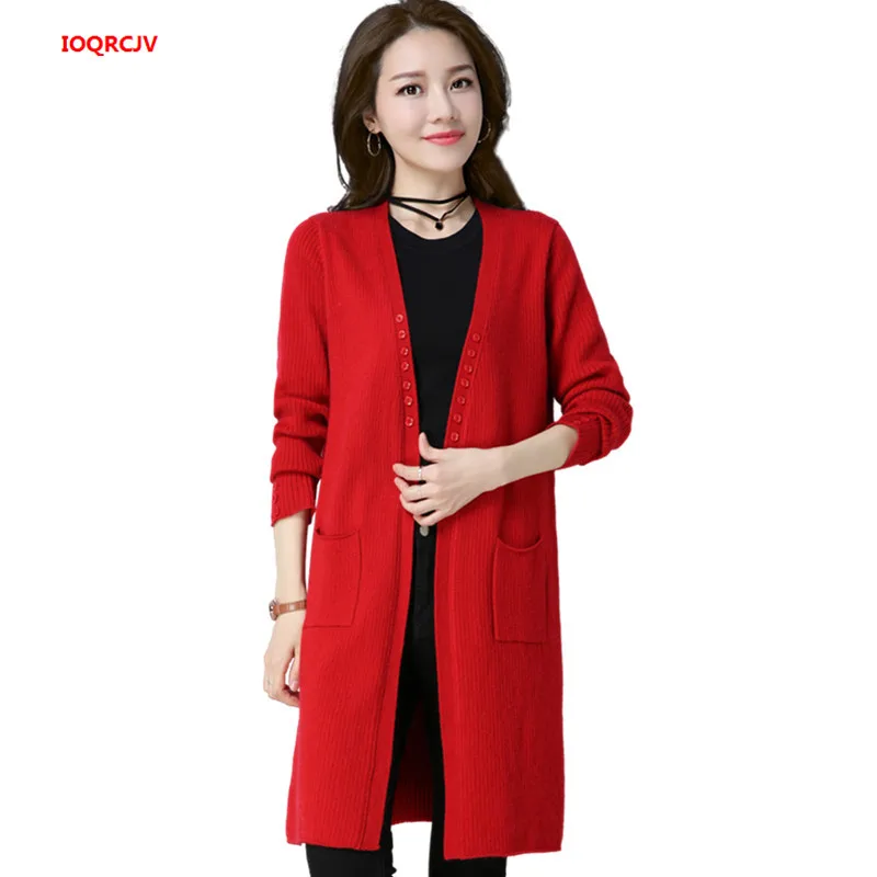 

Sweater Jacket For Women 2019 Spring and Autumn Long-sleeved Knit Sweater Cardigan Long Knitwear Coat Female Cardigans W1159