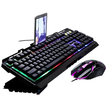 

PC RGB Gaming Wired Laptop Ergonomic Multimedia Kit Led Mechanical Changeable Luminous Keyboard Backlight Mouse Set