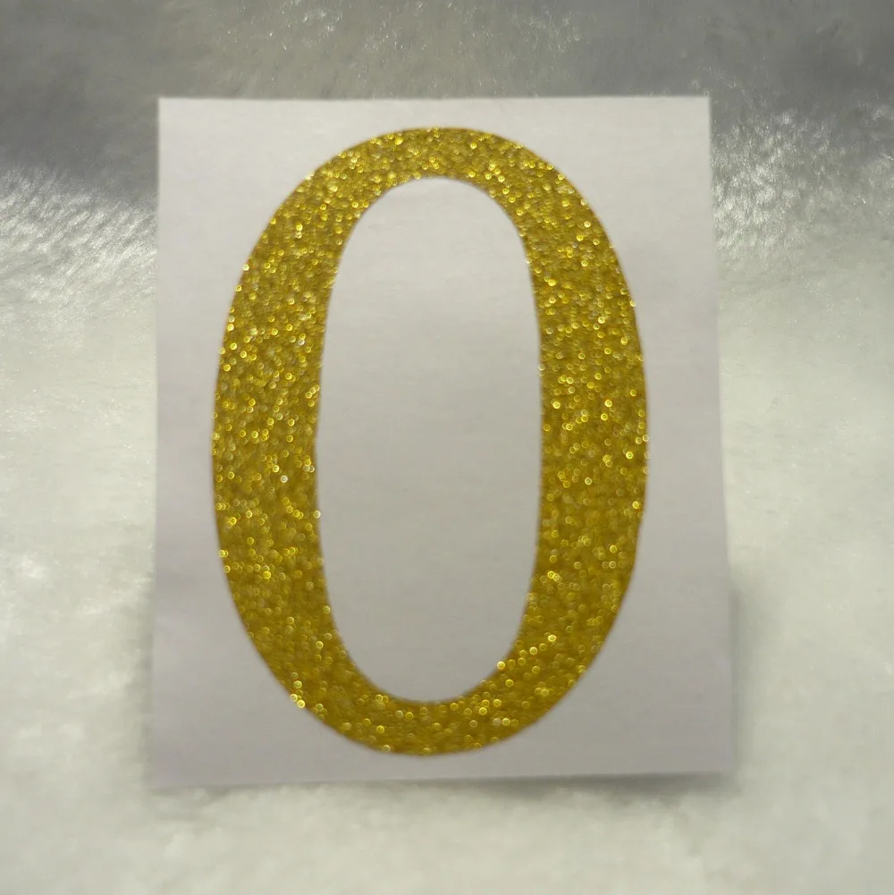 2inch tall Number "0" gold glitter  sticker01
