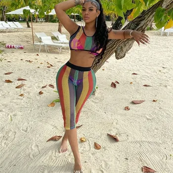 

Two Piece Sets 2020 New Women Sexy Beach 2 Piece Sports Outfit Set Top Bodycon Pants Clubwear Tracksuit Sportswear Women's Sets