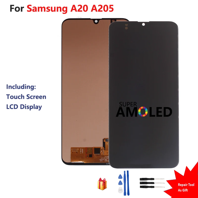 

For Samsung A20 A205 SM-A205F Amoled LCD Display Touch Screen Digitizer Assembly For Samsung A20 A205 Touch Screen LCD Display