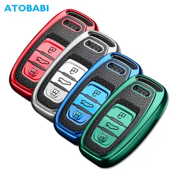 

TPU Leather Car Key Cover For Audi A1 A3 A4 A5 A6 A7 A8 Q3 Q5 Q7 3 Buttons Smart Keychain Remote Case Car Decoration Accessories