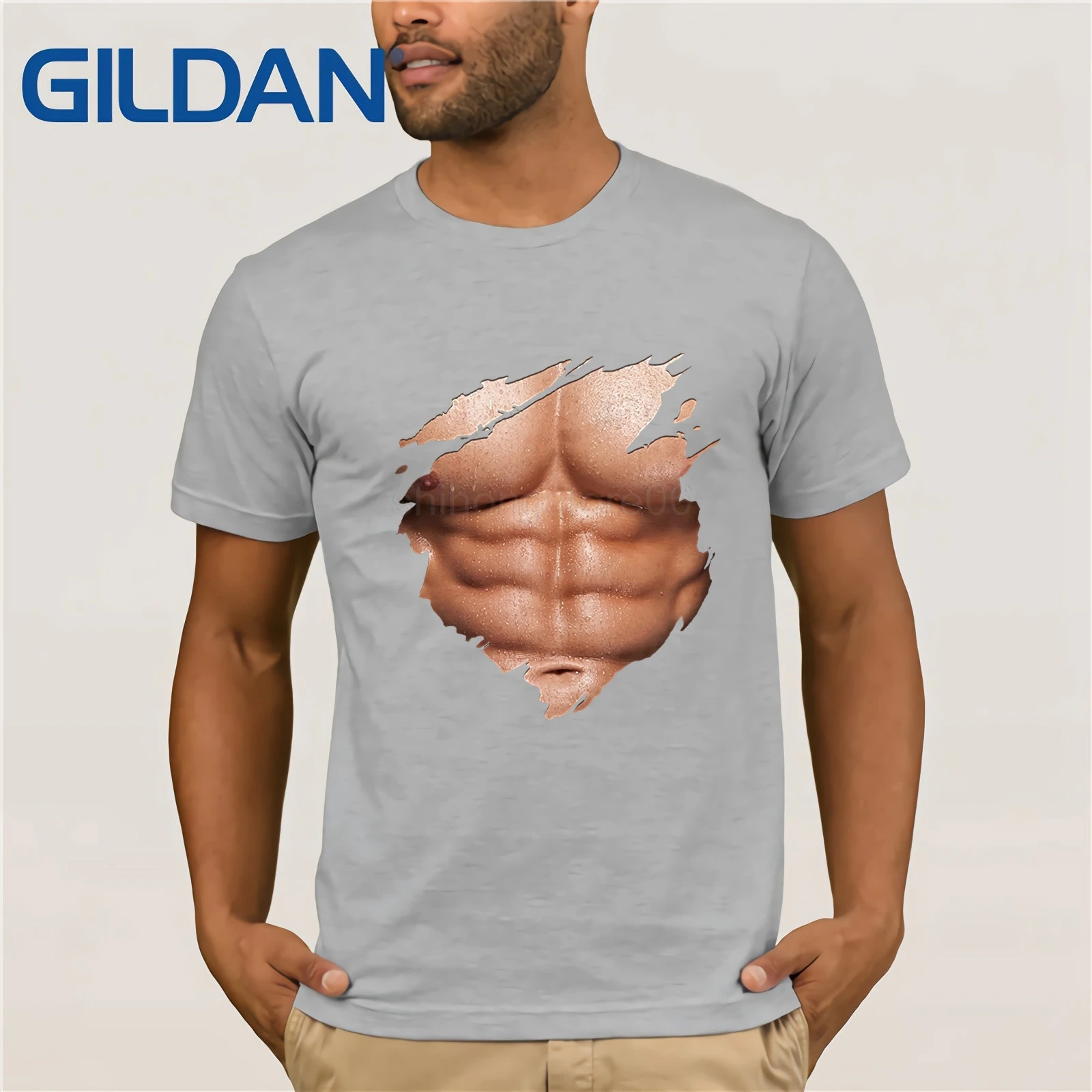Грудь шесть пакет Abs футболка downloading muscles рваная футболка тела пляжа